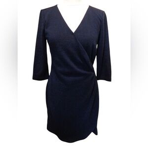 BROOKS BROTHERS STRETCH WOOL WRAP EFFECT NAVY DRESS SIZE 8
